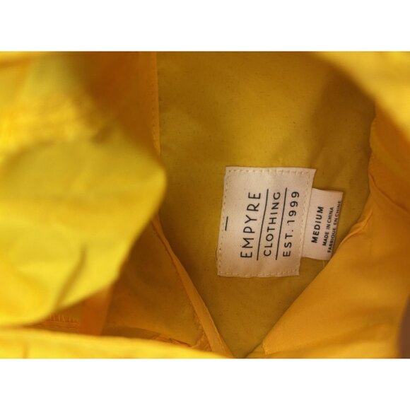 Empyre Jacket Womens M Yellow Hooded Windbreaker Full Zip Rose Graphic Print - Picture 2 of 6